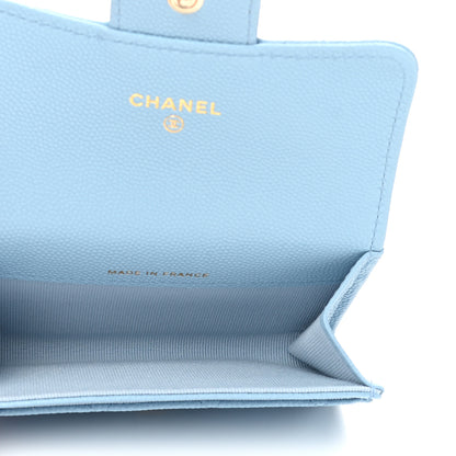 Chanel Caviar Quilted Flap Card Holder Wallet Light Blue 5 of 9