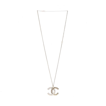 Chanel Baguette Crystal Quilted CC Pendant Necklace Gold 5 of 6