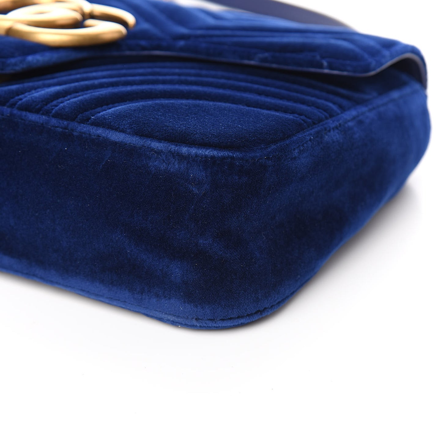 Velvet Matelasse Medium GG Marmont Shoulder Bag Cobalt Blue