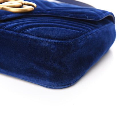 Gucci Velvet Matelasse Medium GG Marmont Shoulder Bag Cobalt Blue 9 of 10