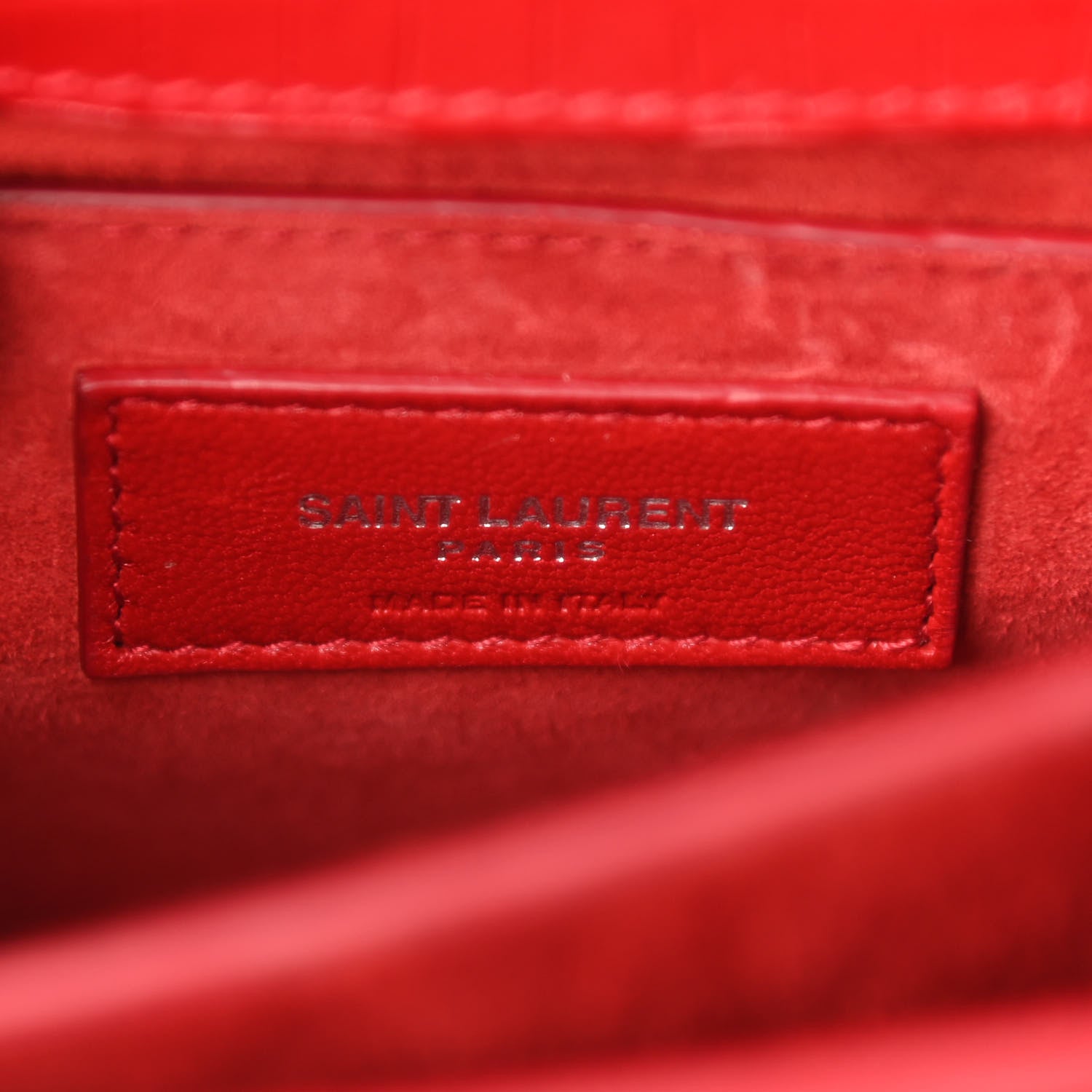 Saint Laurent Calfskin Crocodile Embossed Medium Monogram Sunset Rouge Eros 5 of 9