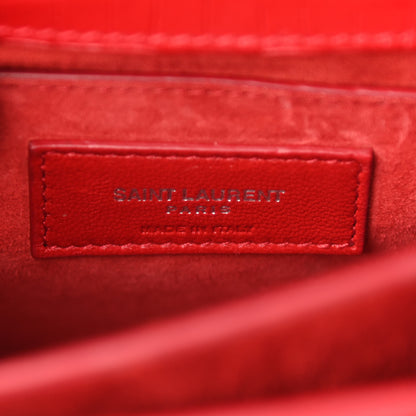 Saint Laurent Calfskin Crocodile Embossed Medium Monogram Sunset Rouge Eros 5 of 9