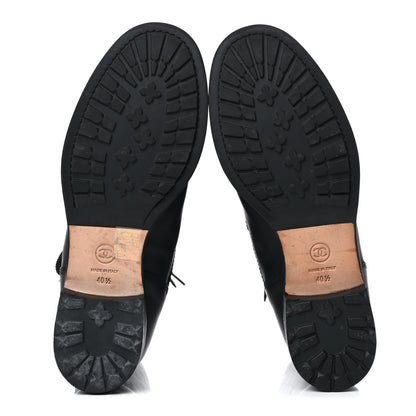 Chanel Calfskin Quilted Lace Up Combat Boots 40.5 Black 5 of 17