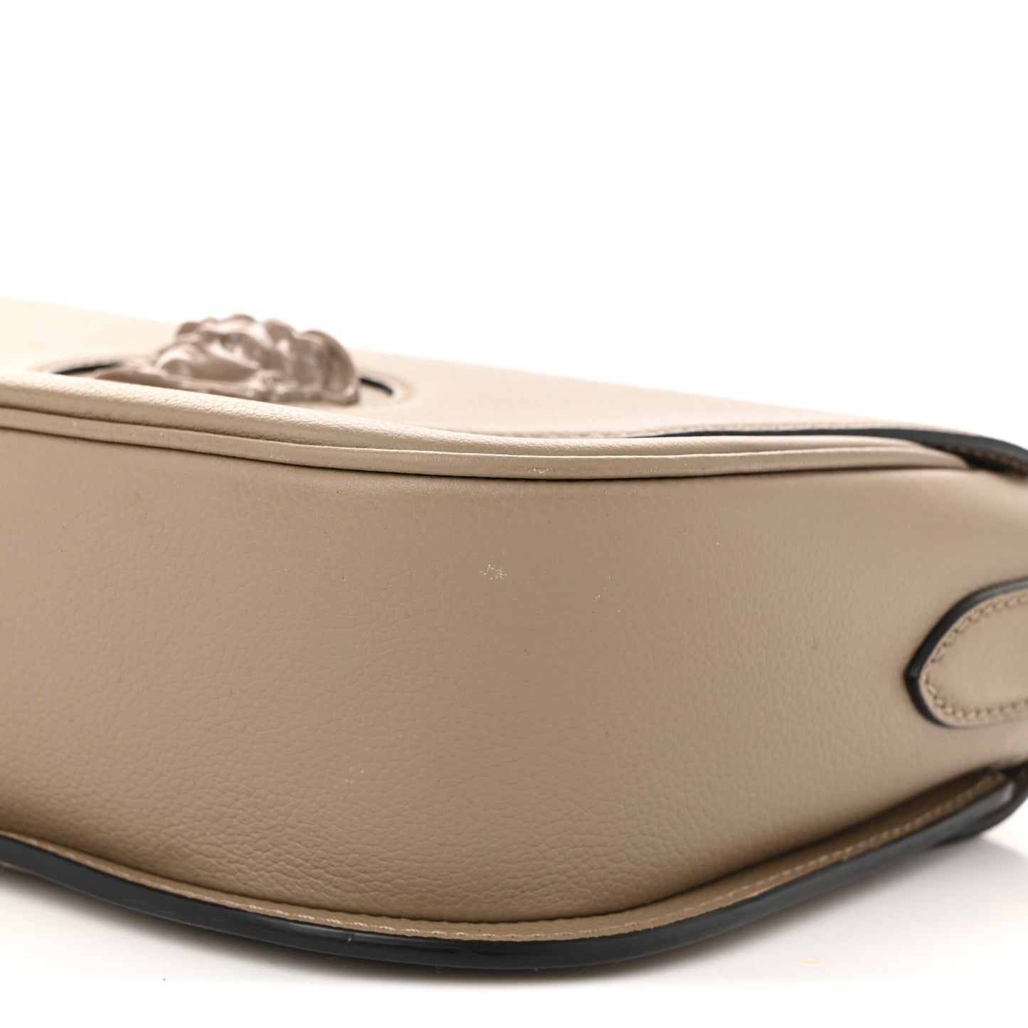 Grained Calfskin La Medusa Flap Shoulder Bag Taupe