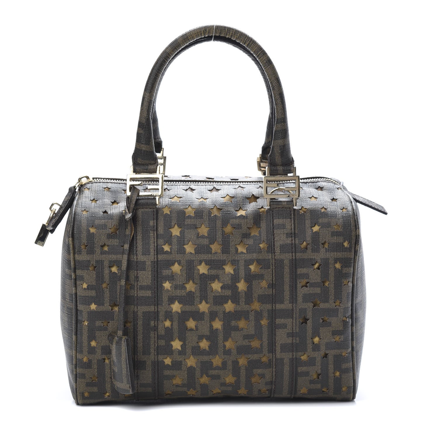 Fendi Zucca Spalmati Stars Small Forever Boston Tobacco 1 of 12