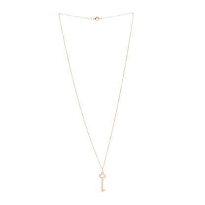 Tiffany 18K Rose Gold Diamond Mini Vintage Oval Key Pendant Necklace 3 of 6
