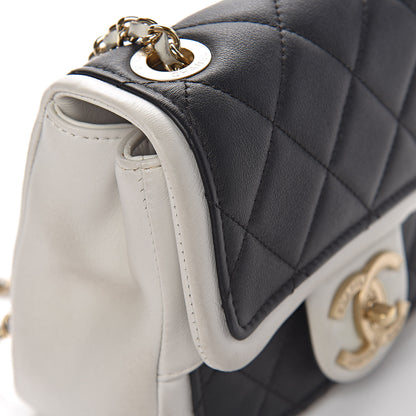 Chanel Lambskin Quilted Graphic Mini Flap Bag Black White 11 of 17