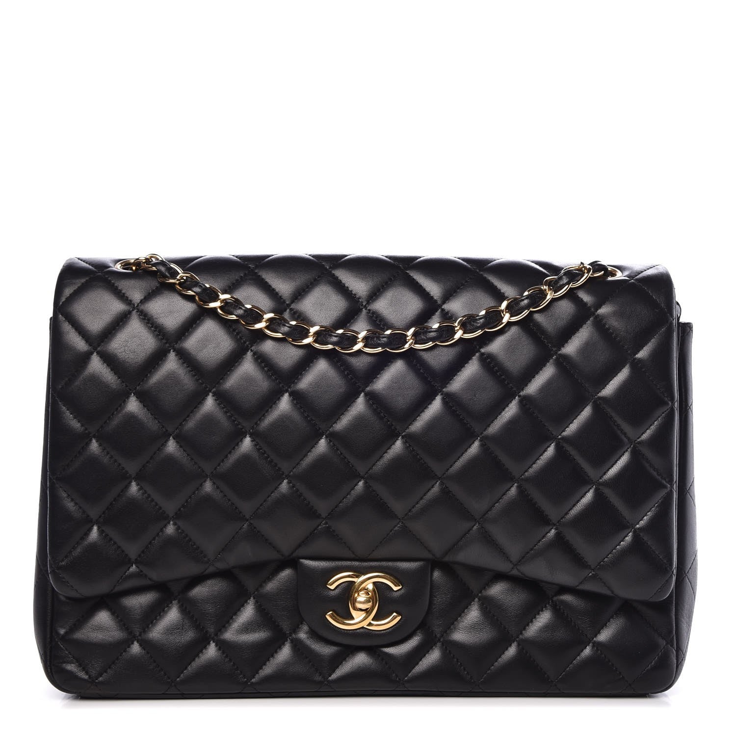 Chanel Lambskin Quilted Maxi Double Flap Black 1 of 10