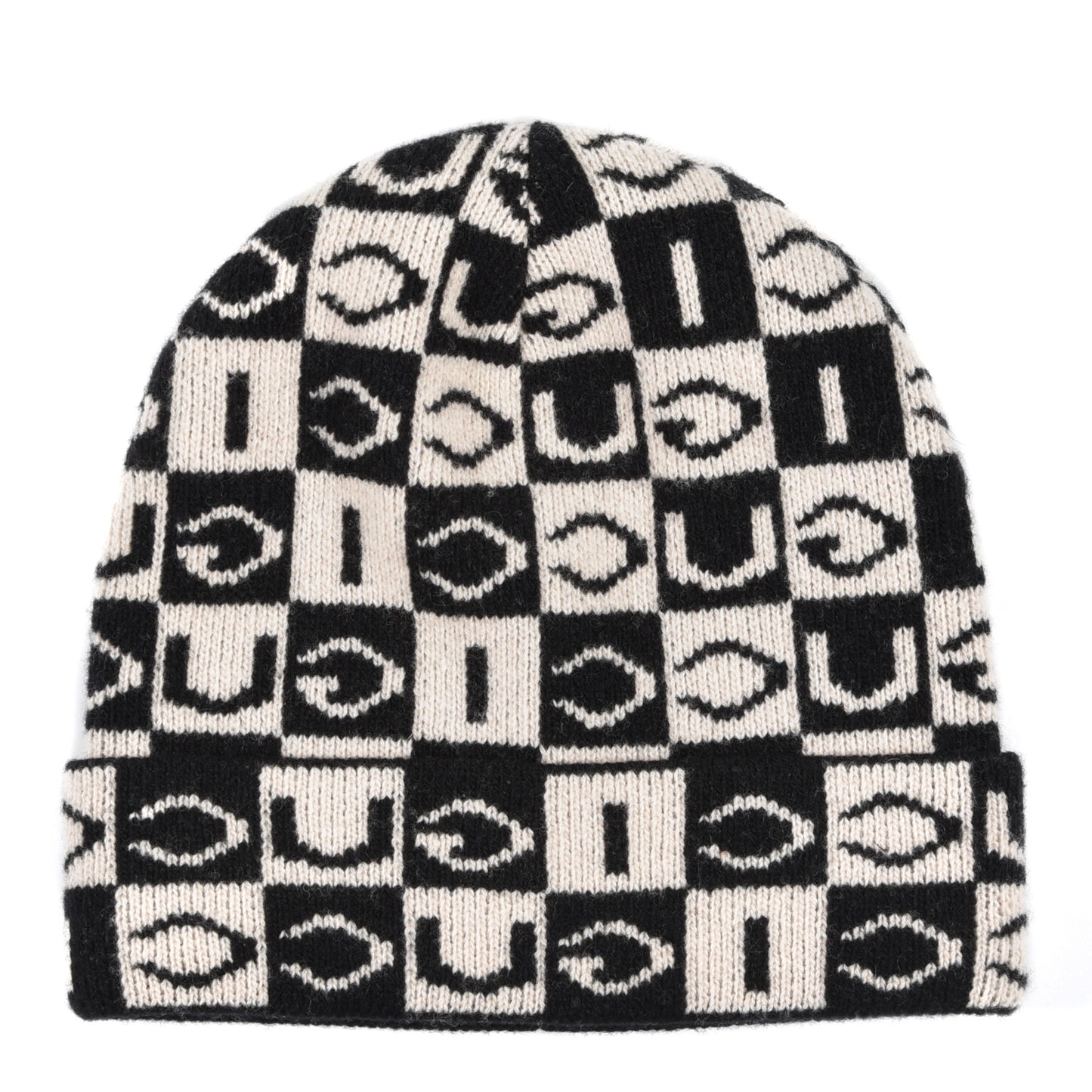 Wool Appside Beanie L Black Ivory
