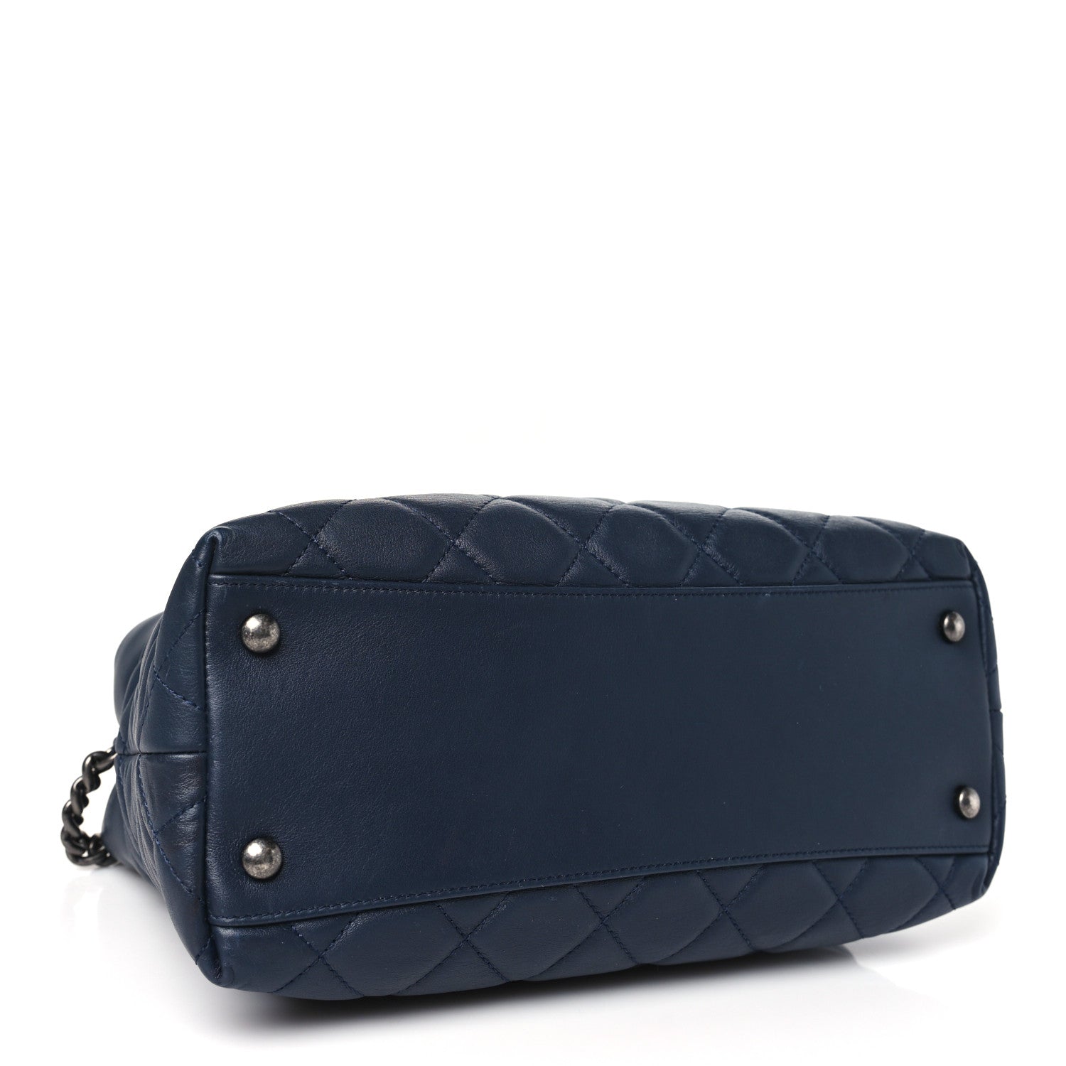 Chanel Calfskin Tweed Quilted Small Tote Navy Multicolor 4 of 12