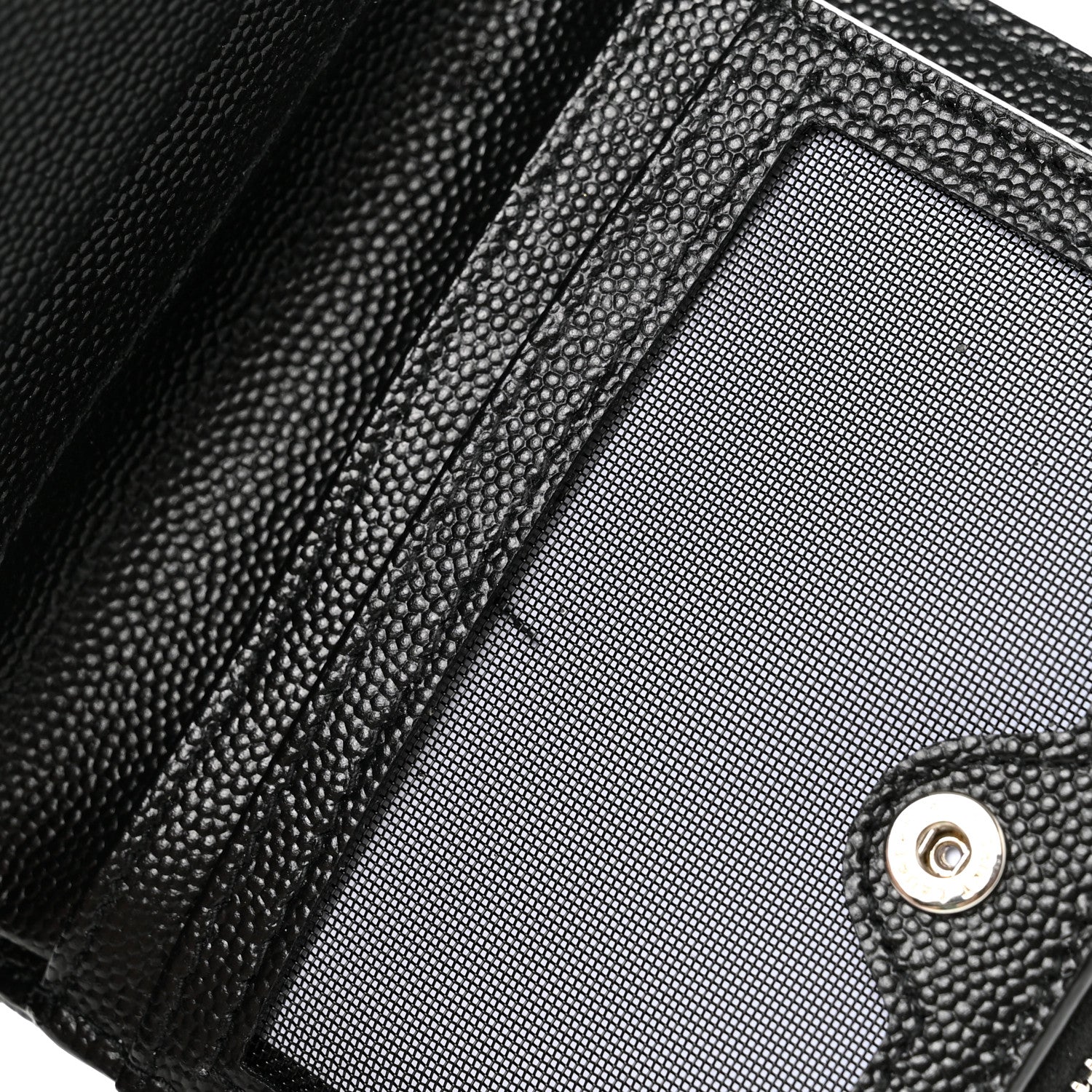 Saint Laurent Grain De Poudre Matelasse Chevron Monogram Zipped Card Case Black 8 of 9
