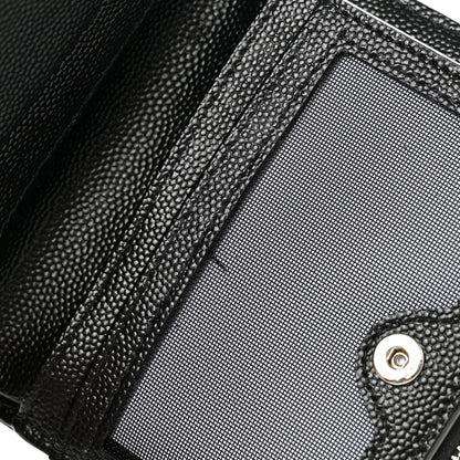 Saint Laurent Grain De Poudre Matelasse Chevron Monogram Zipped Card Case Black 8 of 9