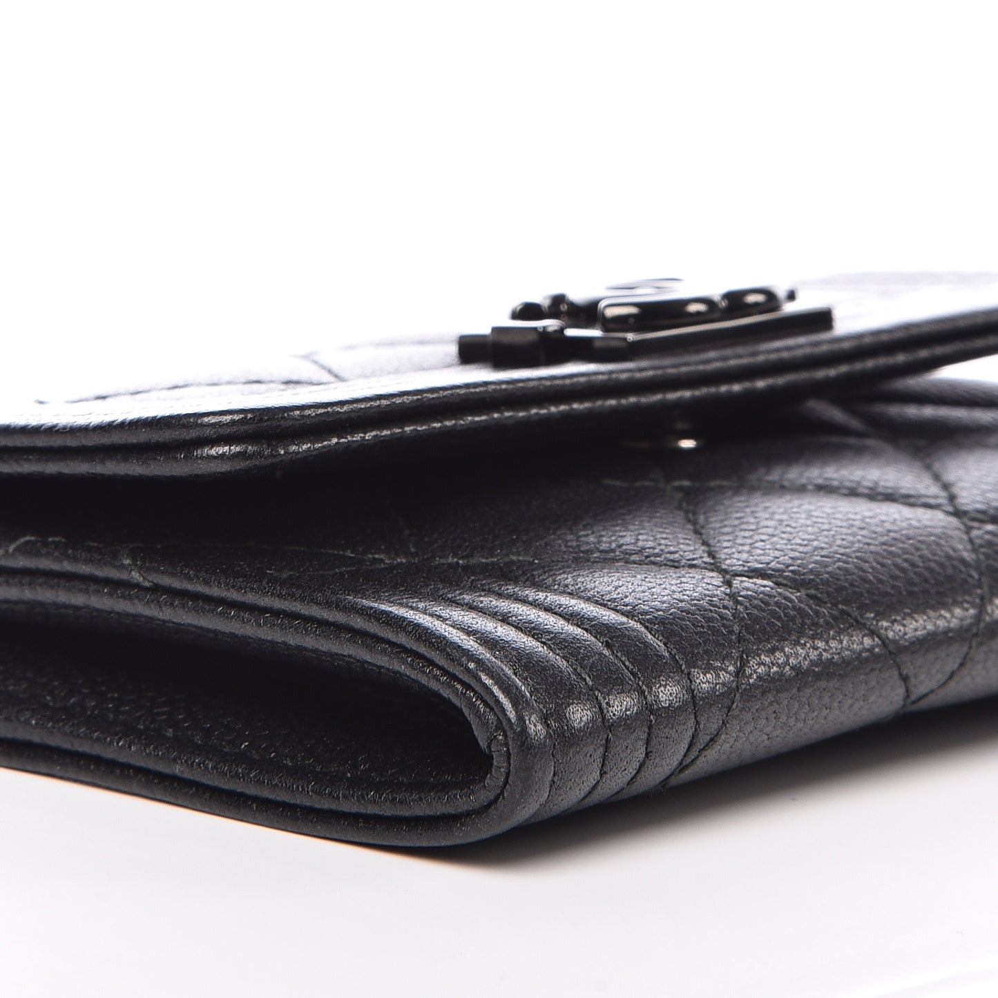 Caviar Quilted Boy Flap Card Holder So Black