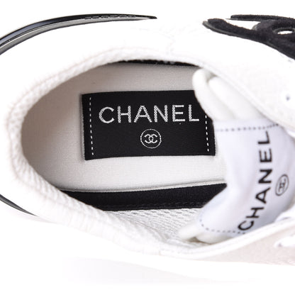 Chanel Calfskin Mesh Lycra Suede Womens Logo Sneakers 37.5 White 16 of 20