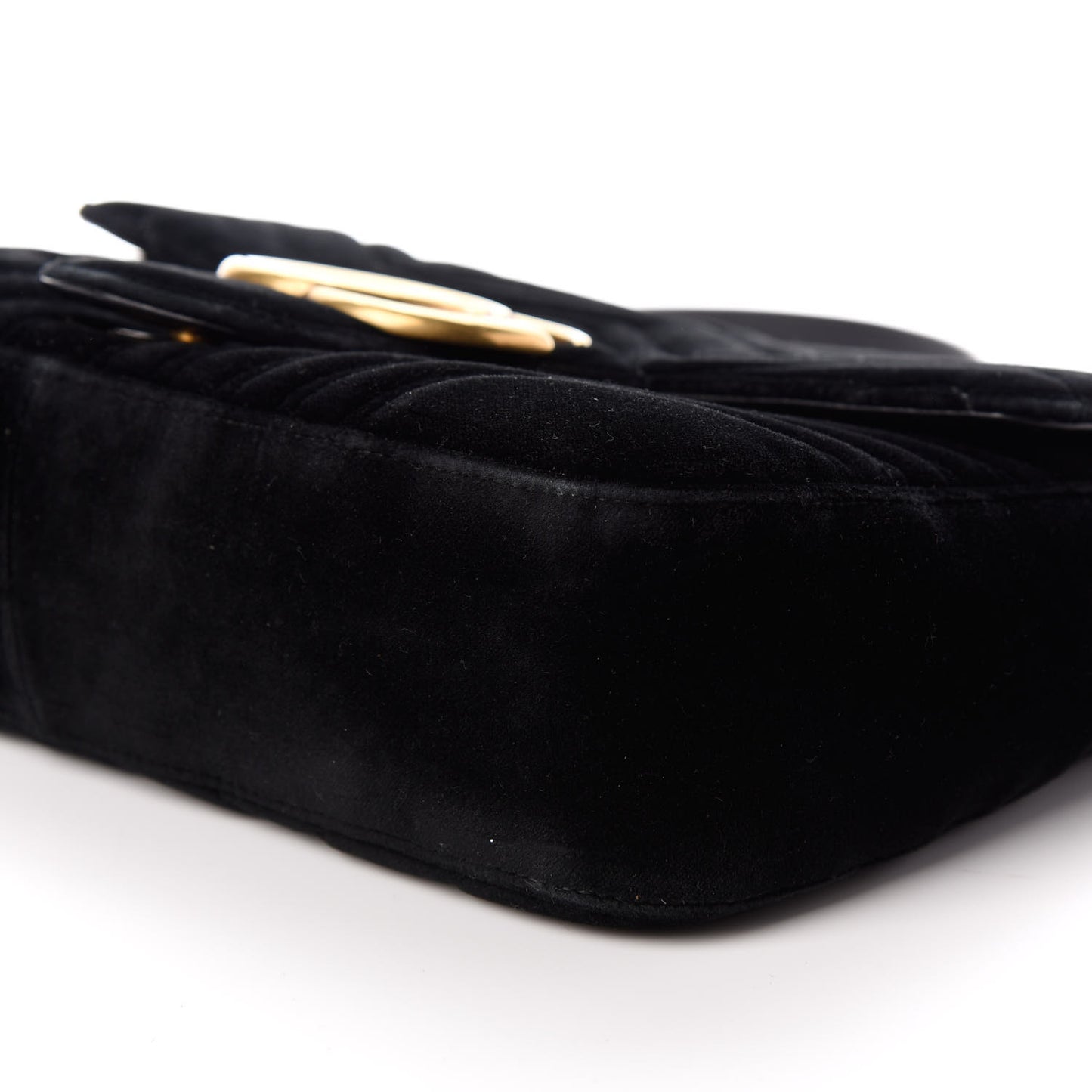 Velvet Matelasse Medium GG Marmont Shoulder Bag Black
