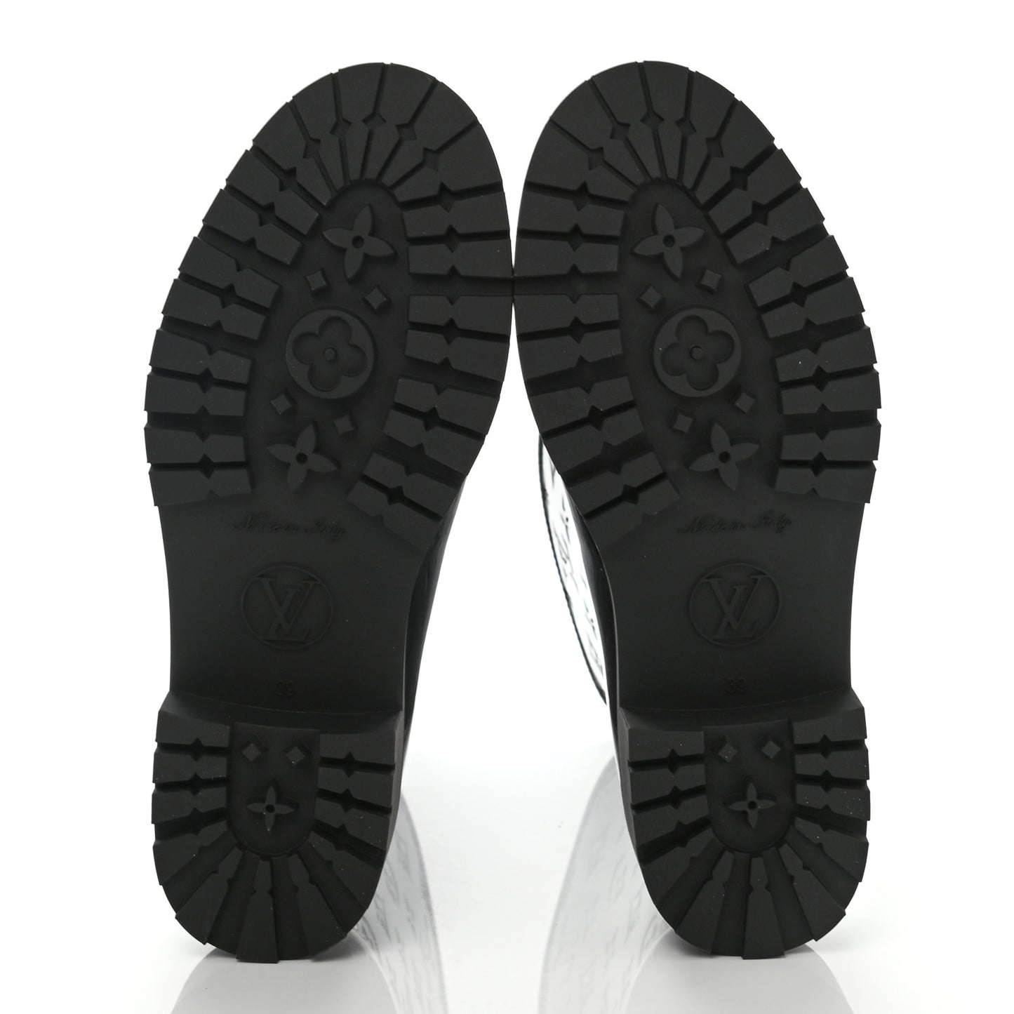 Rubber Embossed Monogram Drops Flat Half Boots 39 Black