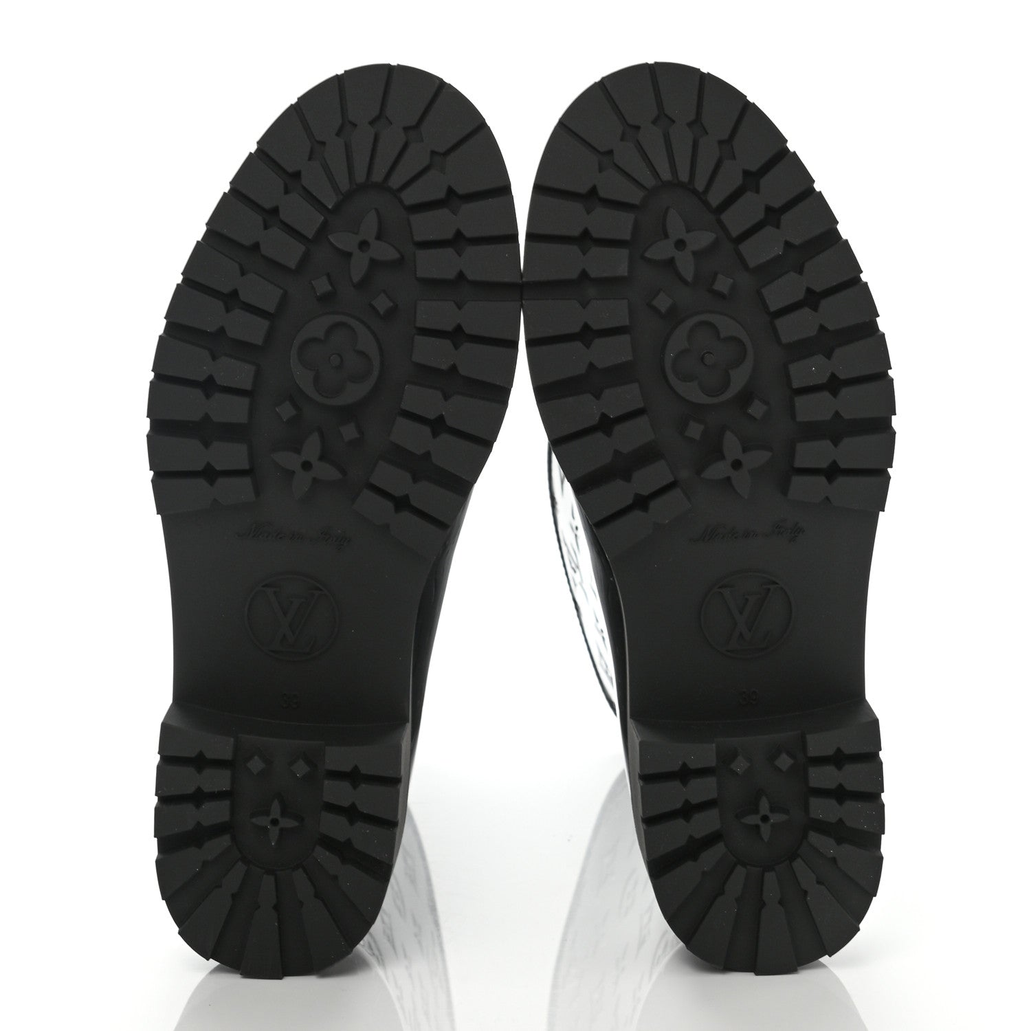 Louis Vuitton Rubber Embossed Monogram Drops Flat Half Boots 39 Black 5 of 7