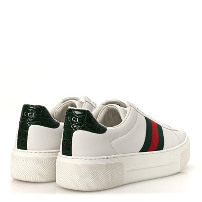 Gucci Ultralight Plume Calfskin Web Womens Ace Platform Sneakers 39.5 White 5 of 10