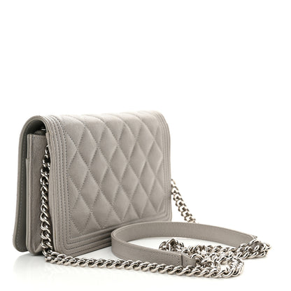 Chanel Caviar Quilted Boy Wallet On Chain WOC Grey 3 of 16
