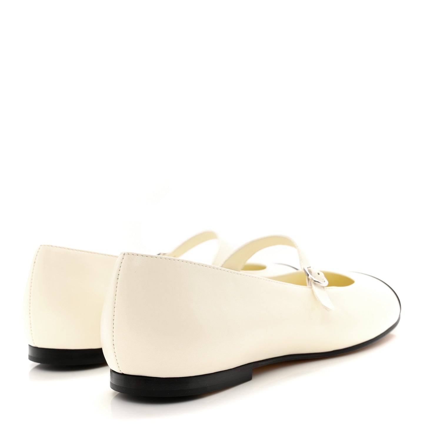 Lambskin Mary Jane Flats 36.5 White Black