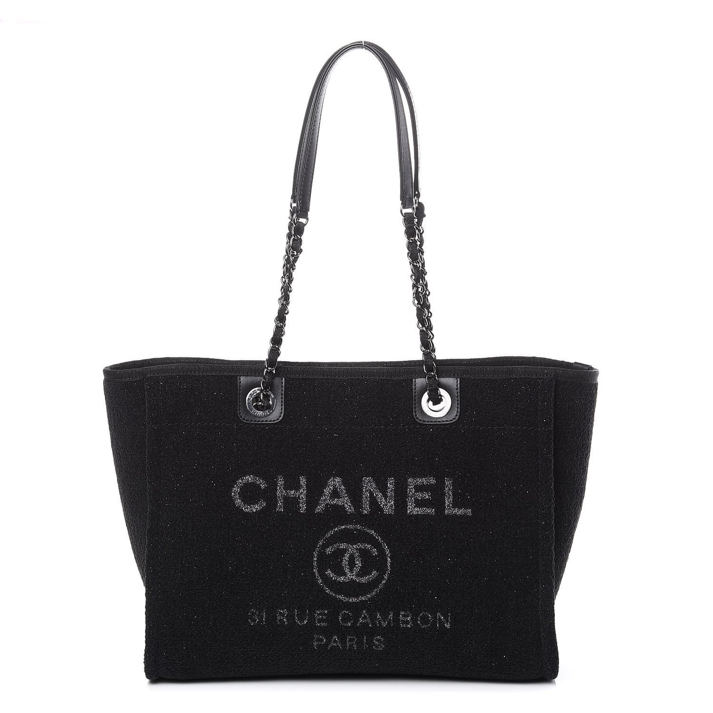 Lurex Boucle Small Deauville Tote Black