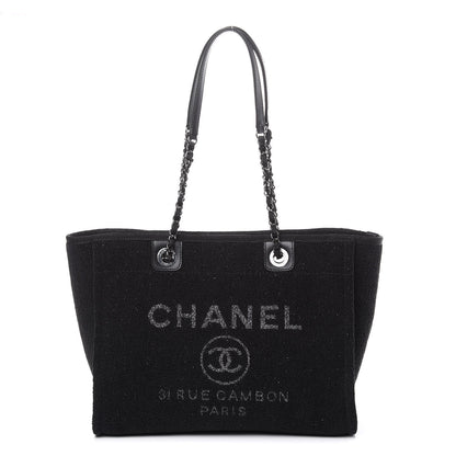 Chanel Lurex Boucle Small Deauville Tote Black 1 of 10