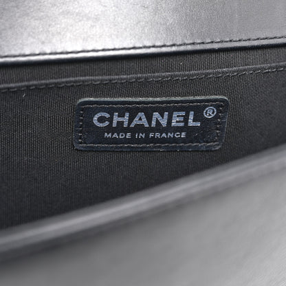Chanel Calfskin Crystal Studded Quilted Medium Boy Flap  Black 6 of 10