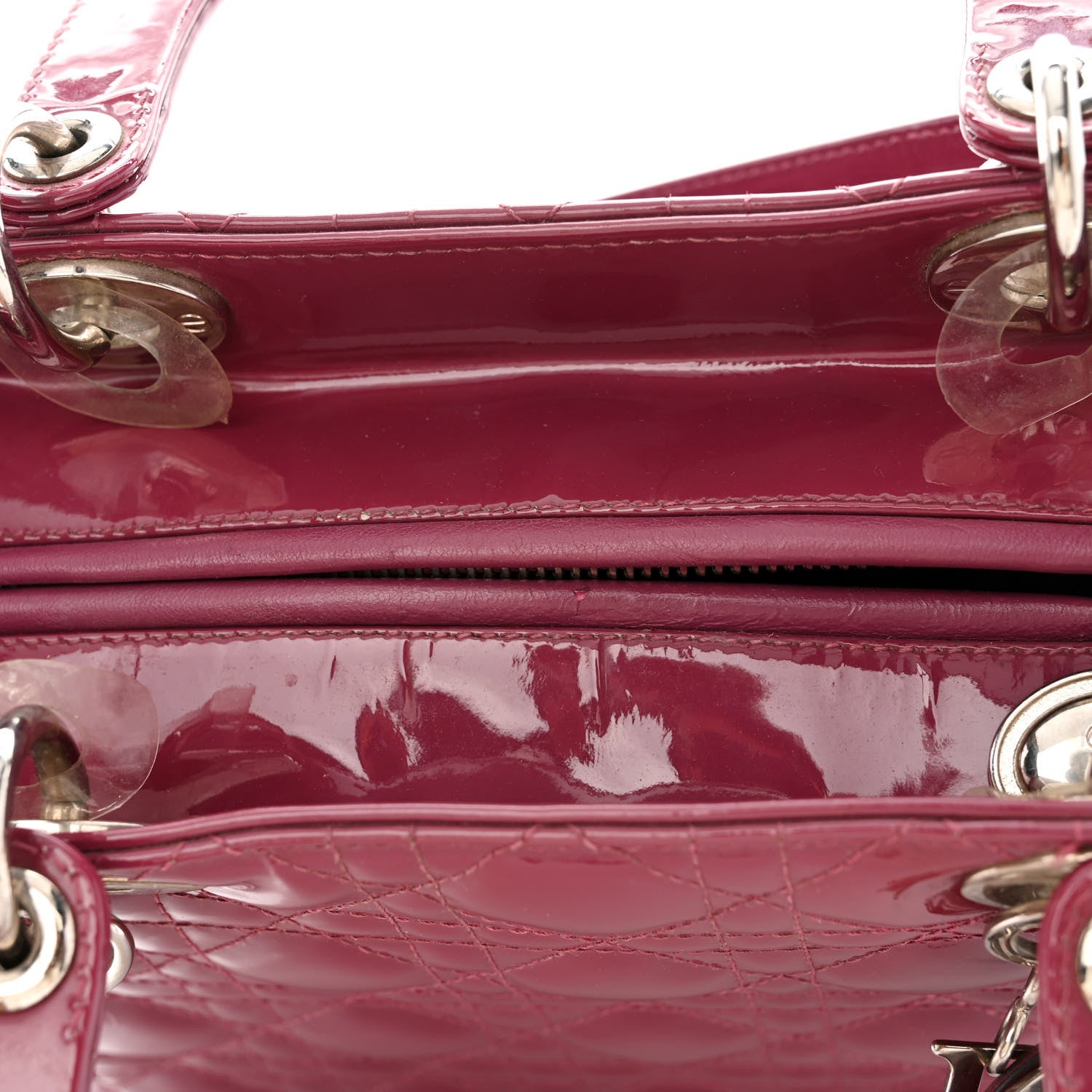 Christian Dior Patent Cannage Medium Lady Dior Dark Pink 6 of 12