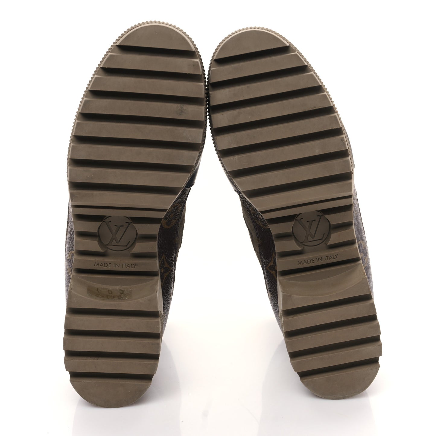 Suede Calfskin Monogram Laureate Platform Desert Boots 38 Taupe