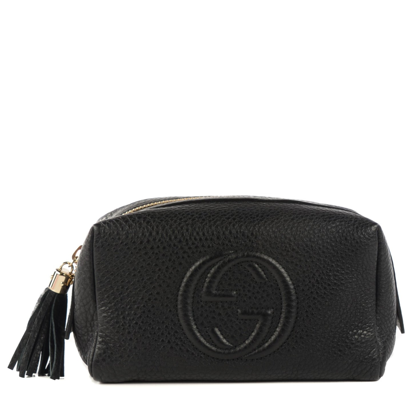 Pebbled Calfskin Soho Medium Cosmetic Case Black