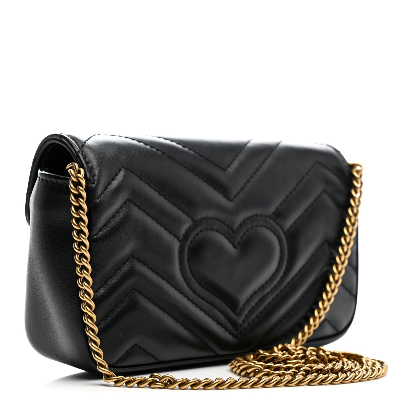 Calfskin Matelasse Super Mini GG Marmont Shoulder Bag Black