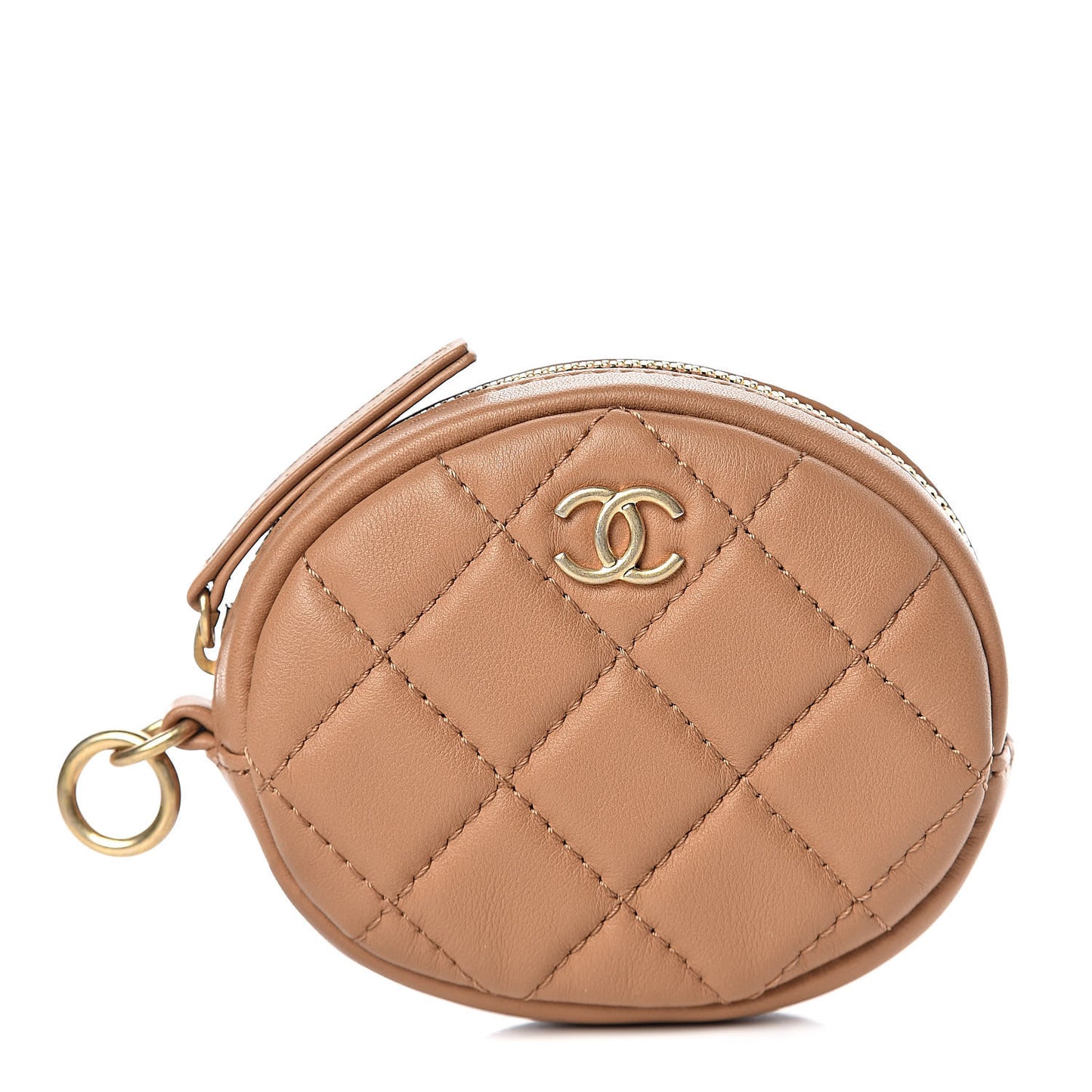 Calfskin Quilted Multi Pouching Flap And Coin Purse Beige