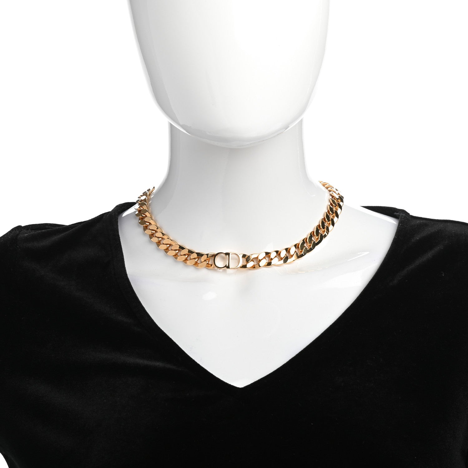 Christian Dior Metal Danseuse Etoile Chain Choker Necklace Gold 2 of 5