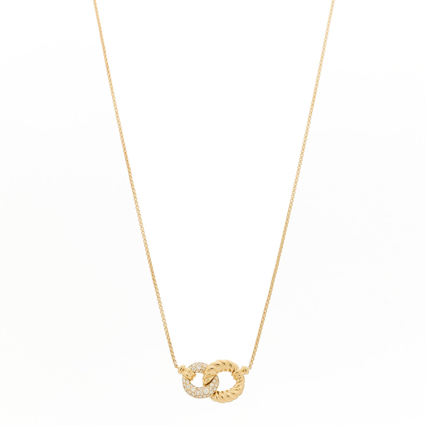 18K Yellow Gold Diamond Pave Extra-Small Belmont Pendant Necklace