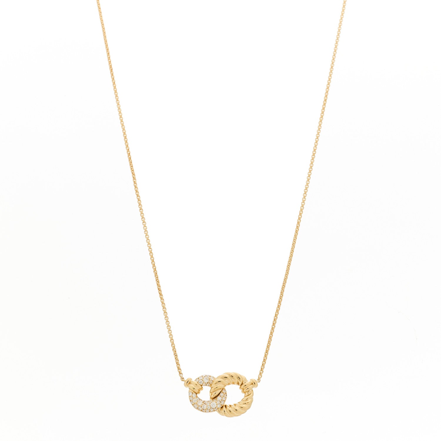 David Yurman 18K Yellow Gold Diamond Pave Extra-Small Belmont Pendant Necklace 1 of 6