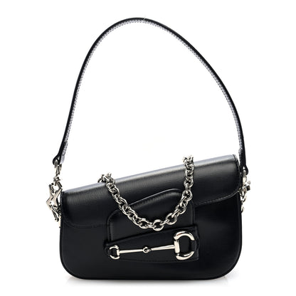 Gucci Demetra Mini Horsebit 1955 Asymmetric Shoulder Bag Black 1 of 9