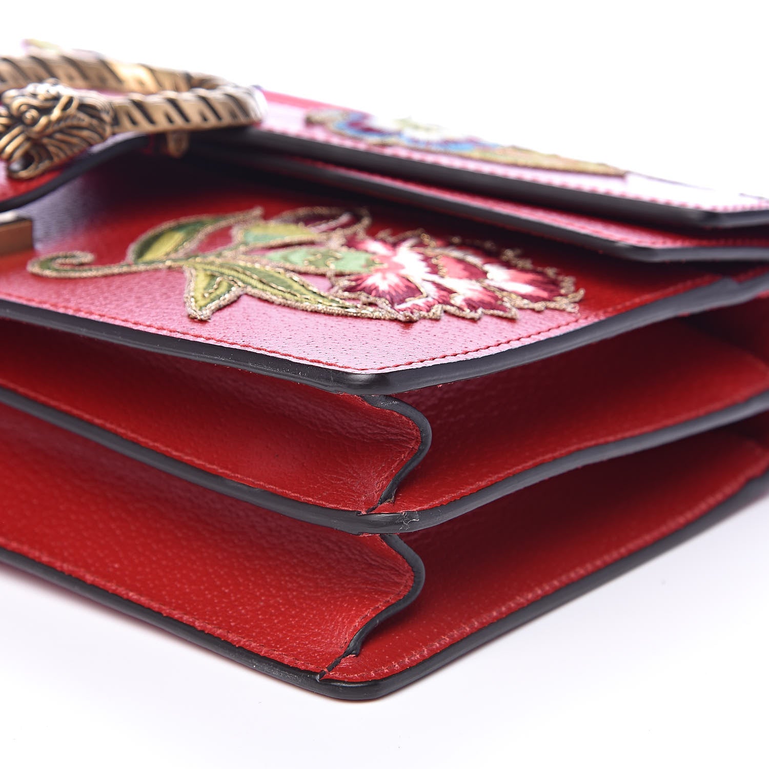 Gucci Calfskin Web Floral Embroidered Small Dionysus Shoulder Bag Hibiscus Red 11 of 12