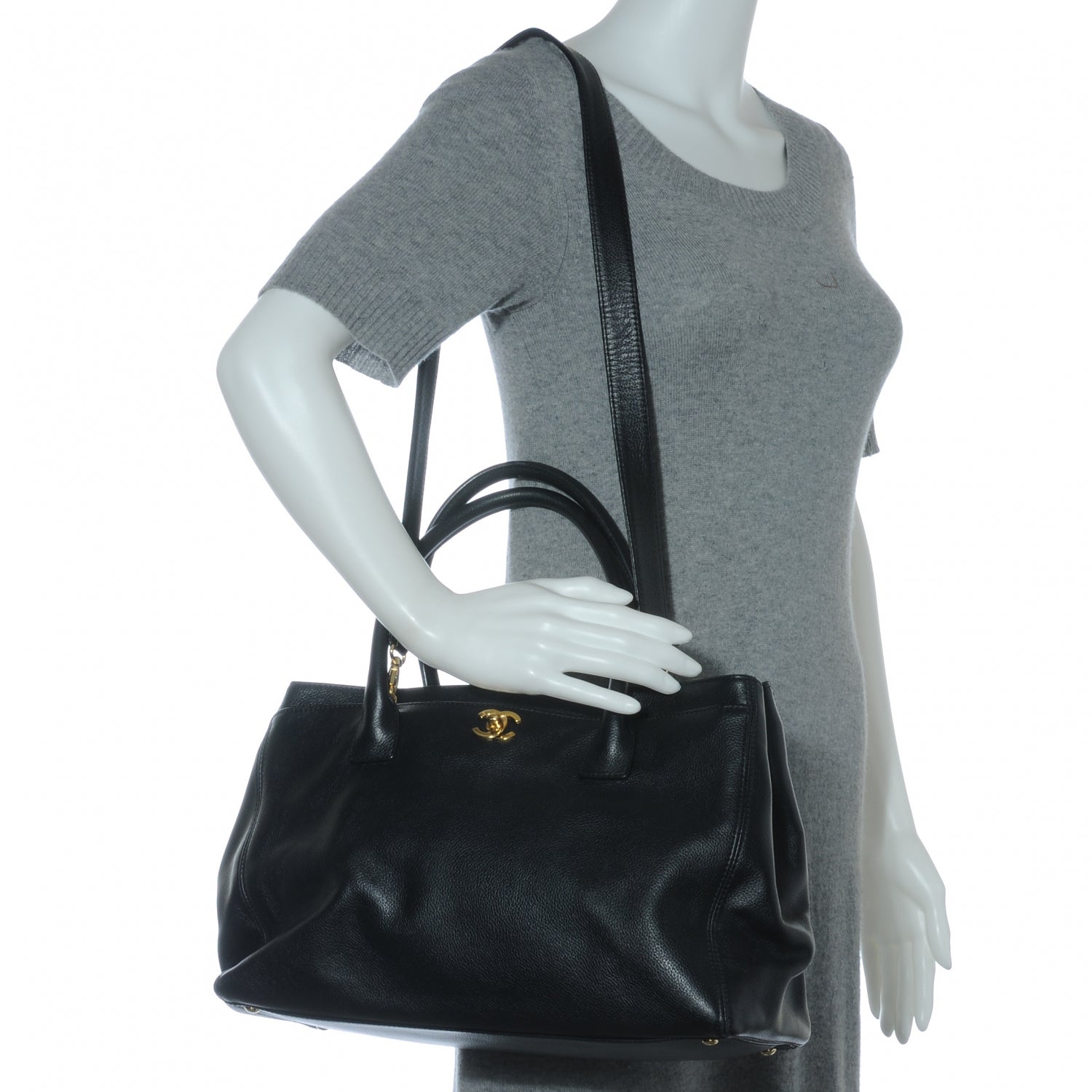 Chanel Calfskin Cerf Executive Shopper Tote Black 2 of 7