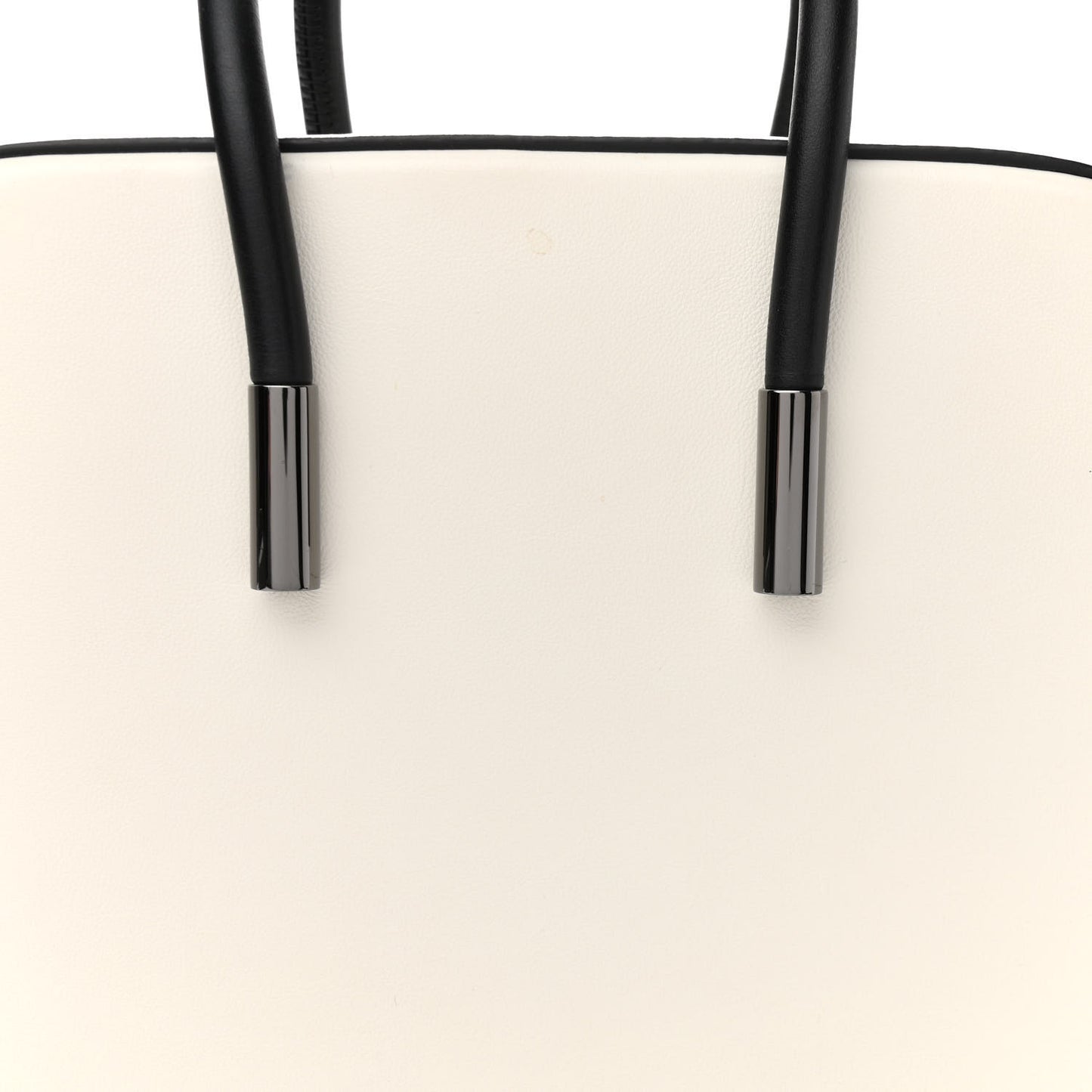 Calfskin Top Handle Bag White Black