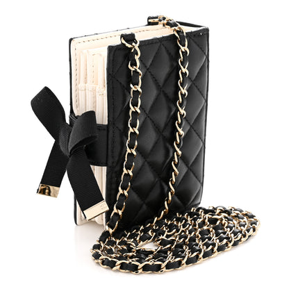 Chanel Lambskin Quilted Book Card Holder on Chain Black 3 of 12