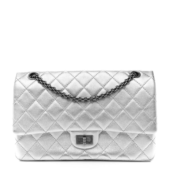Chanel Metallic Lambskin Quilted 2.55 Reissue 226 Flap Silver