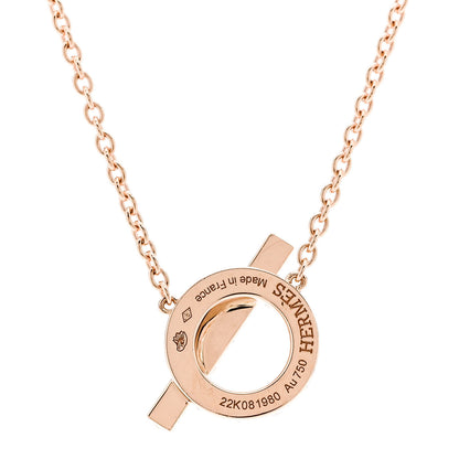 Hermes 18K Rose Gold Diamond Finesse Pendant Necklace 4 of 5