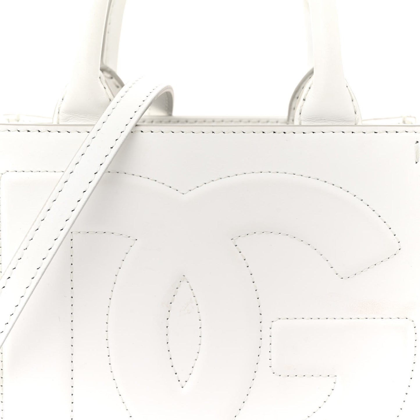 Vitello Mini DG Logo Shoppting Tote Optic White