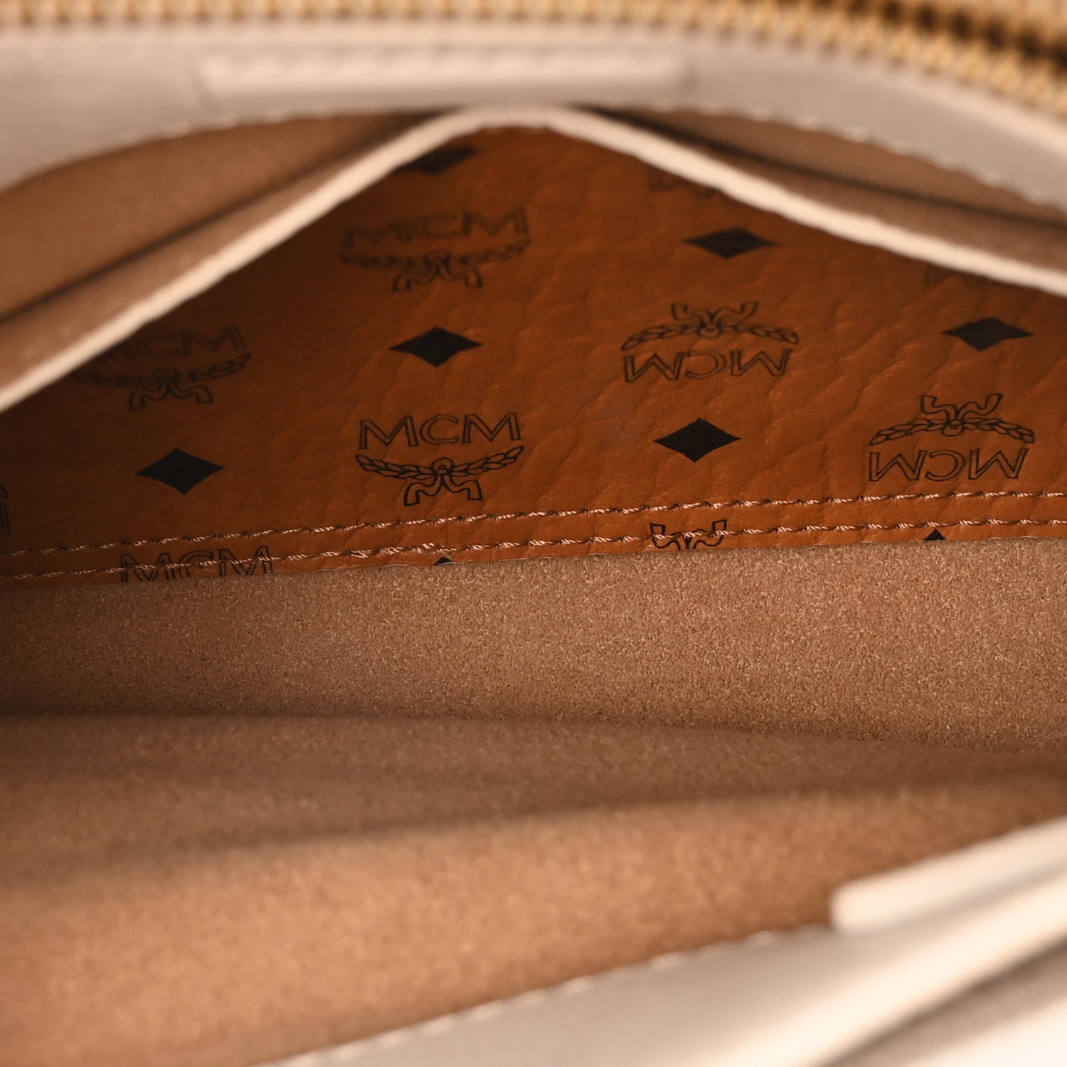 MCM Grained Calfskin Studded Mini Milla Tote White 5 of 10