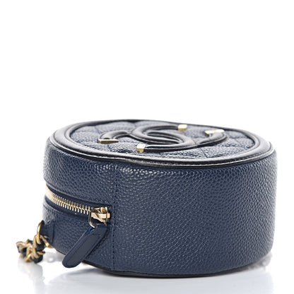 Chanel Caviar Quilted Round Filigree Crossbody Navy Black 4 of 10