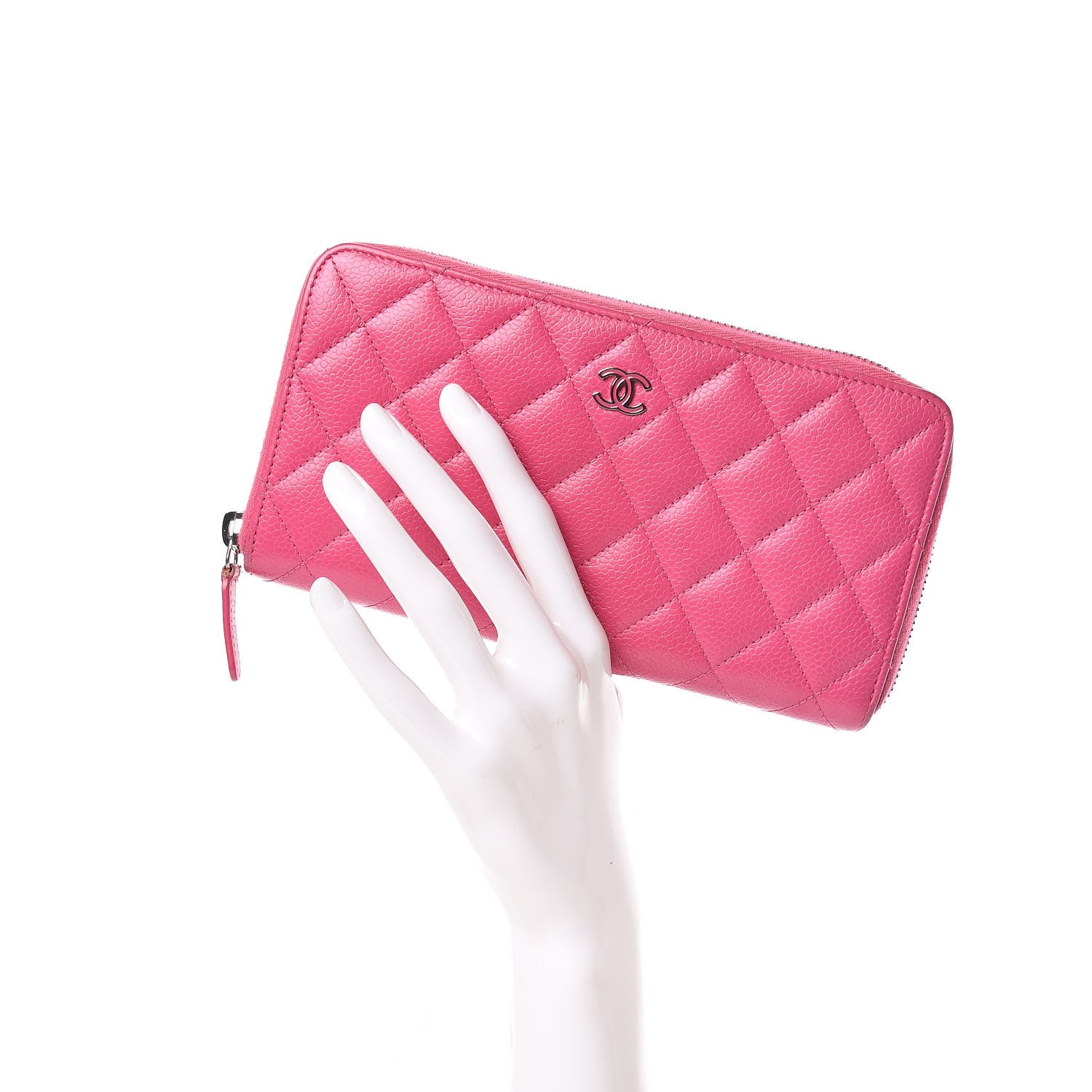 Chanel Caviar Quilted Large Gusset Zip Around Wallet Pink 2 of 16