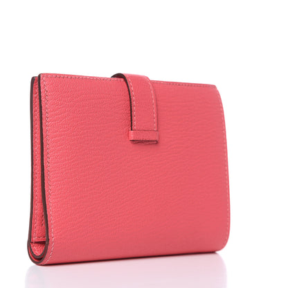 Hermes Chevre Mysore Bearn Compact Wallet Rose Lipstick 3 of 11