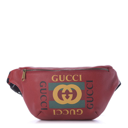 Gucci Grained Calfskin Logo Belt Bag Hibiscus Red 1 of 9