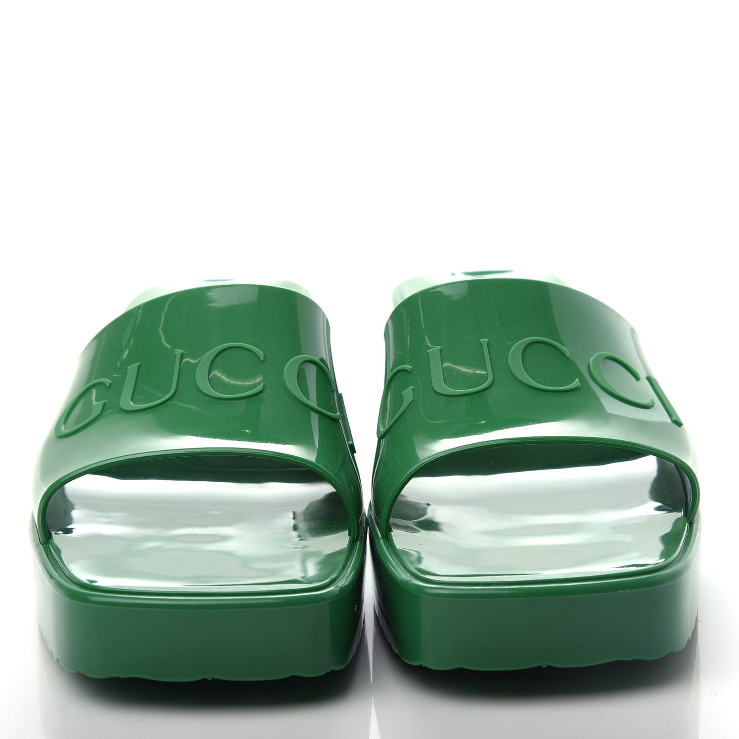 Rubber Gucci Logo Womens Platform 20/60mm Slide Sandals 37 New Shamarock