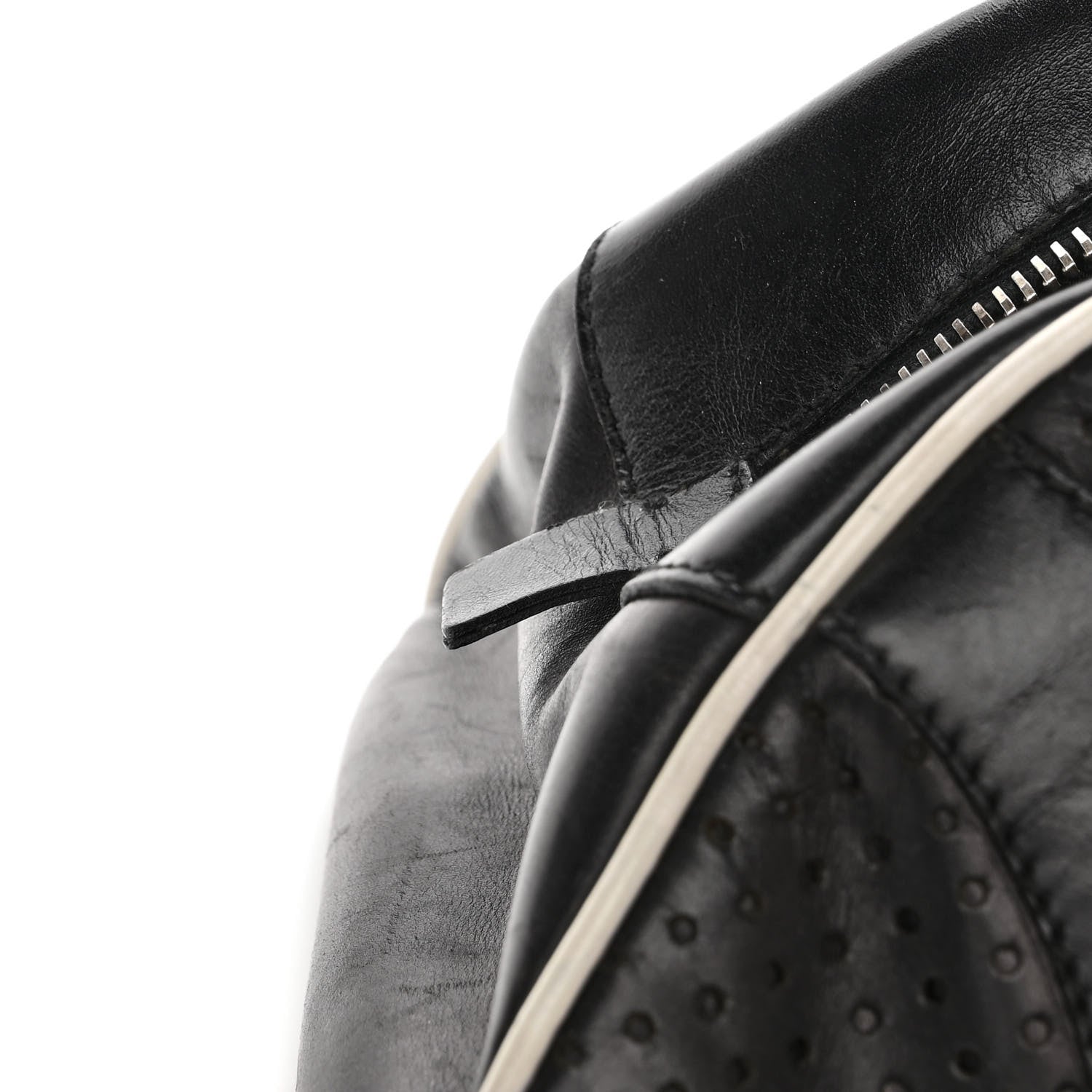 Prada Vitello Drive Perforated Bowling Bag Black 12 of 12